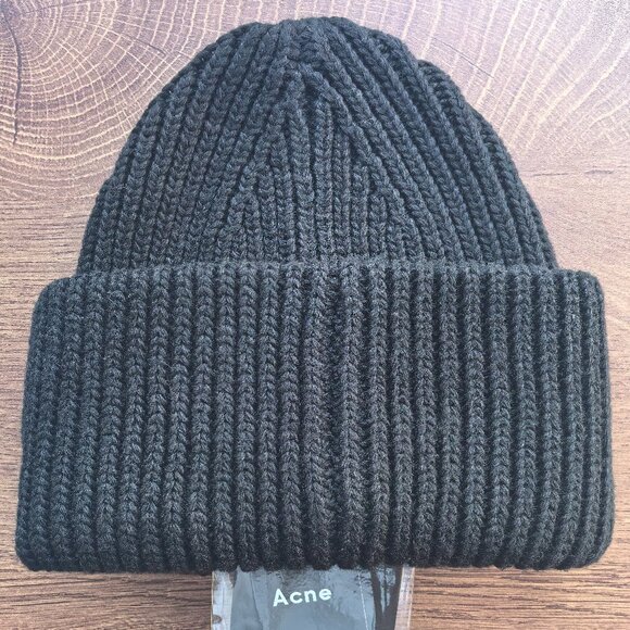 Acne Studios Pansy Face Black Hat Beanie main image 4